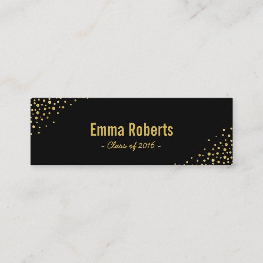 卒業の一流の札の黒及び金ゴールドの点の挿入物 コーリングカード (正面)