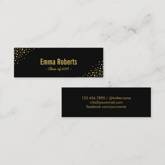 卒業の一流の札の黒及び金ゴールドの点の挿入物 コーリングカード (正面/裏面)