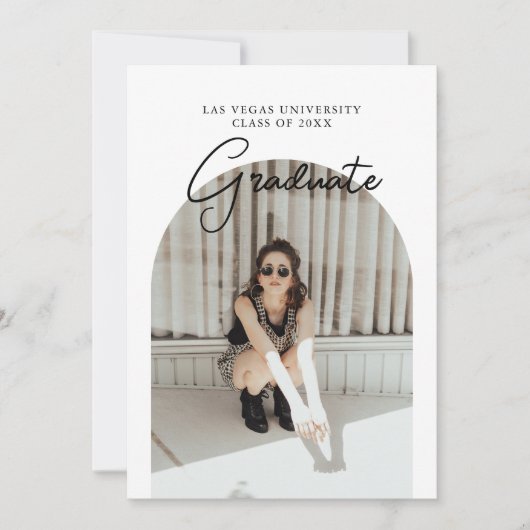 卒業の両面フォトポートレートパーティー入力 招待状 (正面)