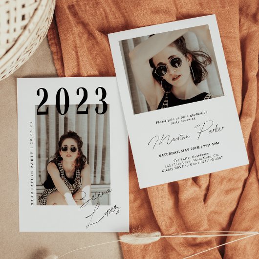 卒業の両面フォトポートレートパーティー入力 招待状