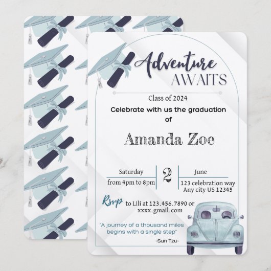 卒業の冒険が待っています 招待状/案内 招待状 (正面/裏面)