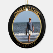 卒業の写真のオーナメント|の黒及び金ゴールドの記念品 セラミックオーナメント (左)