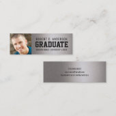 卒業の写真のスポーティな名刺のフェイクな銀ぱく コーリングカード (正面/裏面)