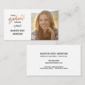 卒業の写真の名刺のばら色の金ゴールドのアクセント コーリングカード (正面/裏面)