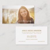 卒業の写真の名刺のモダンな手書きの文字 コーリングカード (正面/裏面)