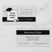 卒業の写真の名刺-灰色および黒 コーリングカード (正面/裏面)