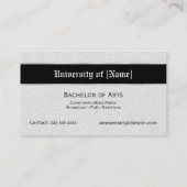 卒業の写真の名刺-灰色および黒 コーリングカード (裏面)