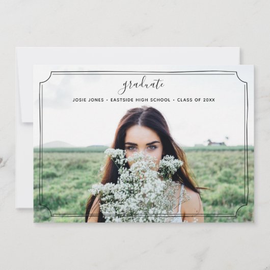 卒業の写真の最小主義のボーダー 招待状 (正面)