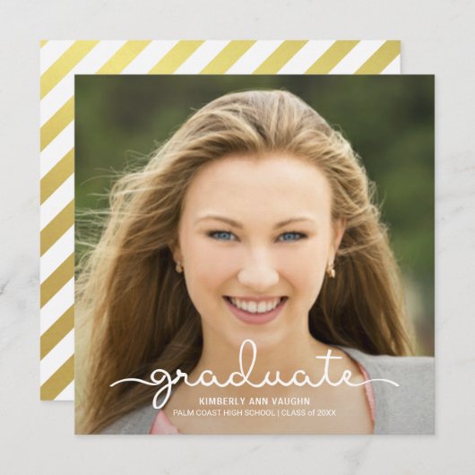 卒業の写真の発表の手書きの原稿 案内状 (正面/裏面)