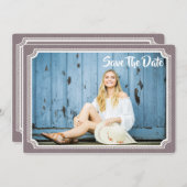 卒業の写真カードモダンなヴィンテージの保存日付 セーブザデート (正面/裏面)