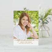 卒業の写真シンプルなDIYの金ゴールドのストライプの平らなカード 案内状 (スタンド正面)