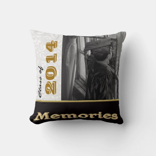 卒業の写真及びサインの枕テンプレート クッション (正面)