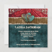 卒業の卒業生の西部の革カッコいいの写真のハート 招待状 (裏面)