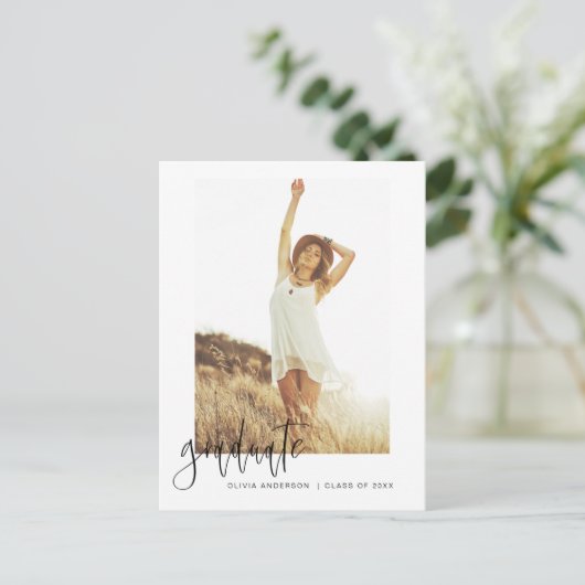 卒業の卒業発表フォトミニマリスト投稿 ポストカード (スタンド正面)