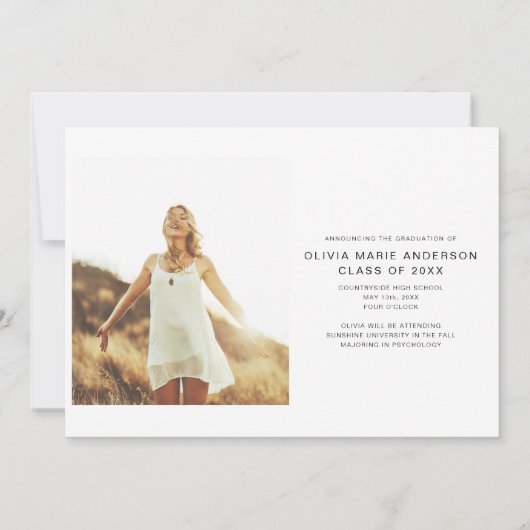 卒業の卒業発表フォトミニマル主義者 招待状 (裏面)