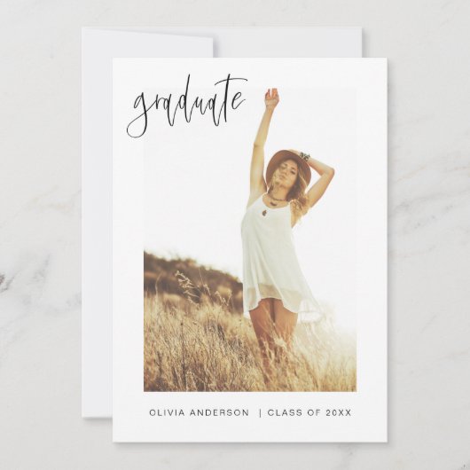 卒業の卒業発表フォトミニマル主義者 招待状 (正面)