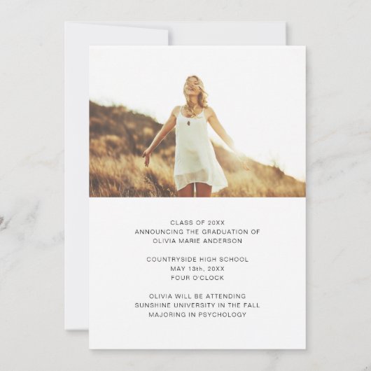 卒業の卒業発表フォトミニマル主義者 招待状 (裏面)