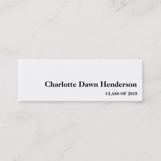 卒業の名刺のクラス年の白黒 コーリングカード (正面)