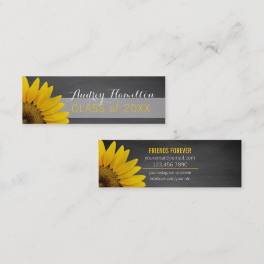 卒業の名刺の上級の挿入物のヒマワリ コーリングカード (正面/裏面)