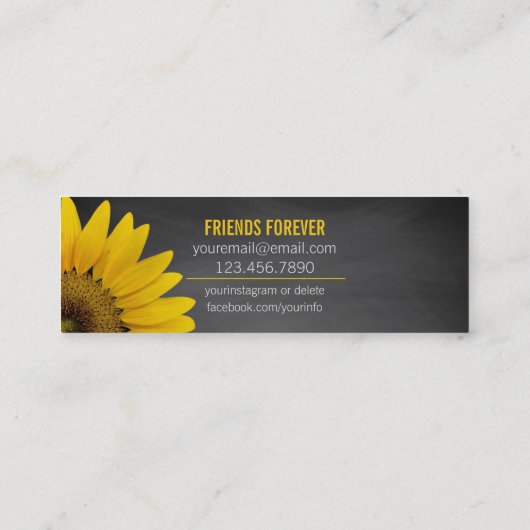 卒業の名刺の上級の挿入物のヒマワリ コーリングカード (裏面)