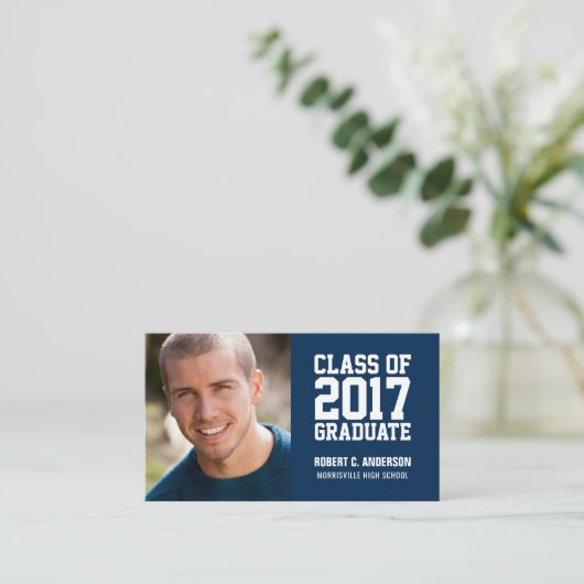 卒業の名刺の写真-あなたの色の選択 コーリングカード (スタンド正面)