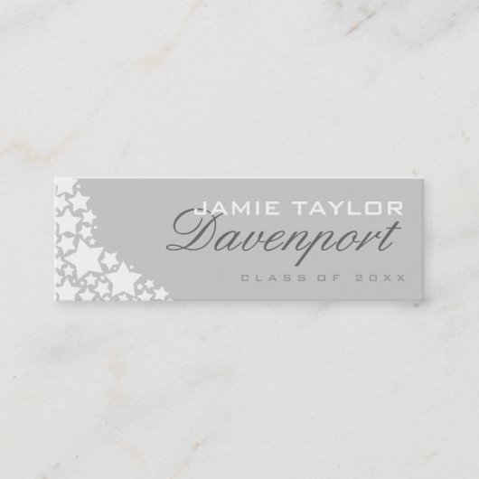 卒業の名刺の薄い灰色の白い星 コーリングカード (正面)