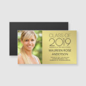 卒業の名刺の金ゴールドホイルの卒業生の写真の接触 (正面/裏面)