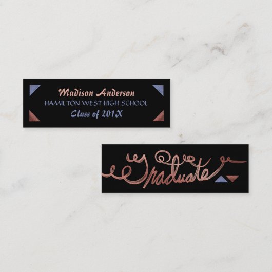 卒業の名刺の4年生の挿入物のばら色の金ゴールド コーリングカード (正面/裏面)