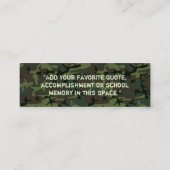 卒業の名刺の4年生の挿入物のカムフラージュ コーリングカード (裏面)