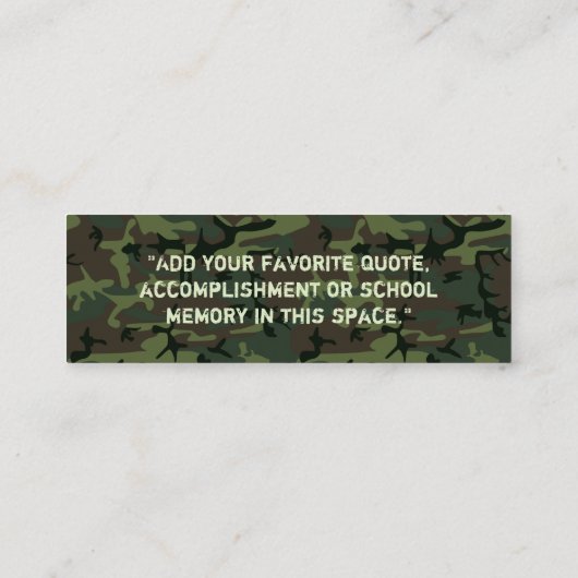 卒業の名刺の4年生の挿入物のカムフラージュ コーリングカード (裏面)