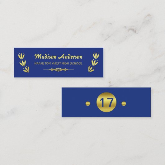 卒業の名刺の4年生の挿入物の金ゴールドの青 コーリングカード (正面/裏面)
