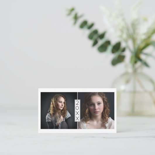 卒業の名刺の4年生はモダンな写真を挿入します 名刺 (スタンド正面)