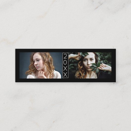 卒業の名刺の4年生は写真Blkを挿入します スキニー名刺 (正面)