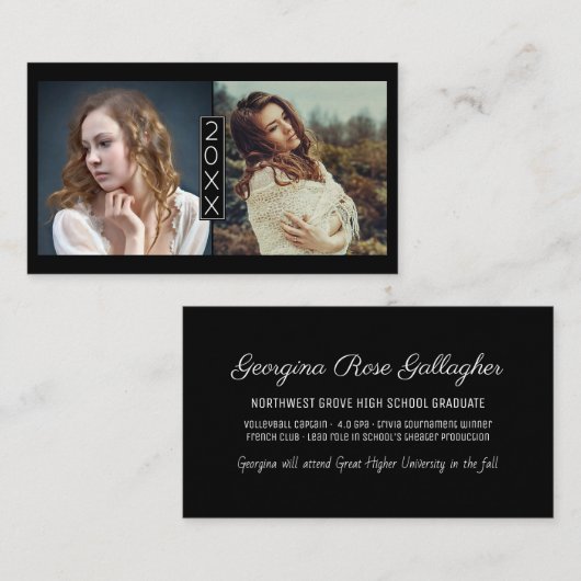 卒業の名刺の4年生は写真Blkを挿入します 名刺 (正面/裏面)