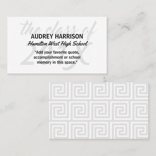 卒業の名刺の4年生は灰色の鍵を挿入します コーリングカード (正面/裏面)