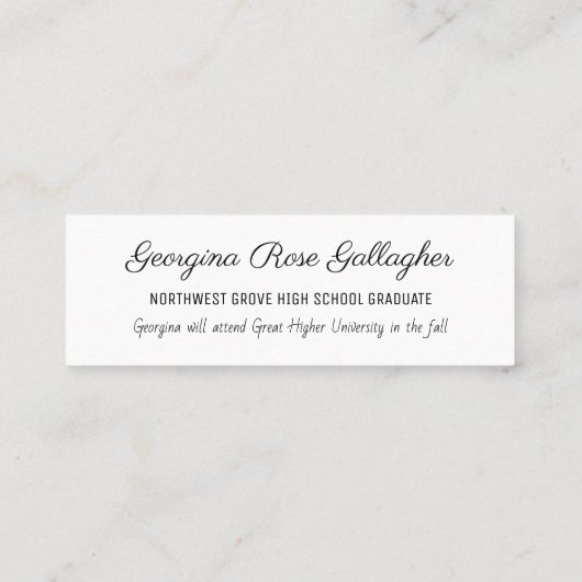 卒業の名刺の4年生は2写真を挿入します スキニー名刺 (裏面)