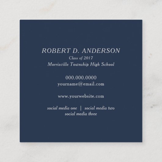 卒業の名刺は写真が付いている正方形を簡単編集します コーリングカード (裏面)