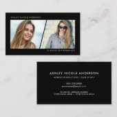 卒業の名刺は2写真のネットワーキングを傾けました コーリングカード (正面/裏面)