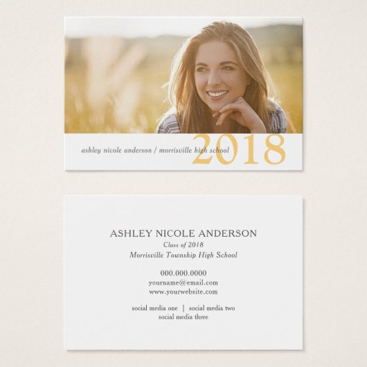 卒業の名刺年モダンクラス (正面&裏面)