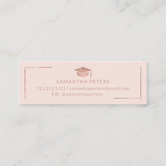 卒業の名前のばら色の金ゴールドのエレガントな赤面のピンク スキニー名刺 (裏面)