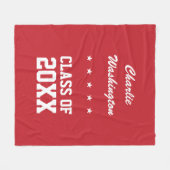 卒業の名前をカスタムする、年及び色のフリース フリースブランケット (正面(横))