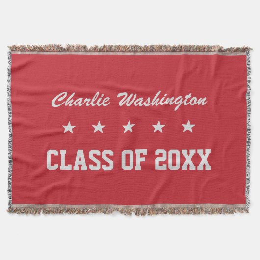 卒業の名前をカスタムする、年及び色の投球毛布 スローブランケット (正面)