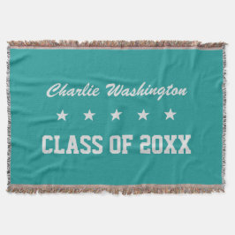 卒業の名前をカスタムする、年及び色の投球毛布 スローブランケット