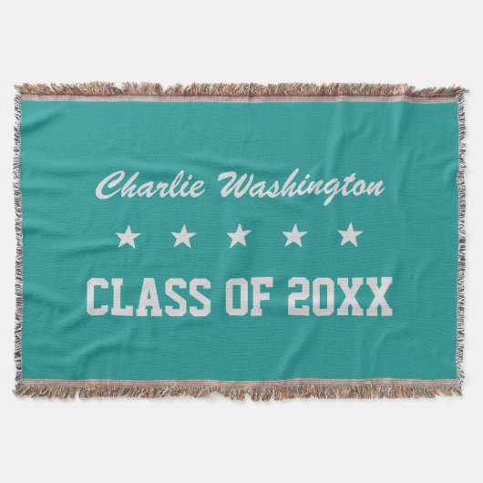 卒業の名前をカスタムする、年及び色の投球毛布 スローブランケット (正面)