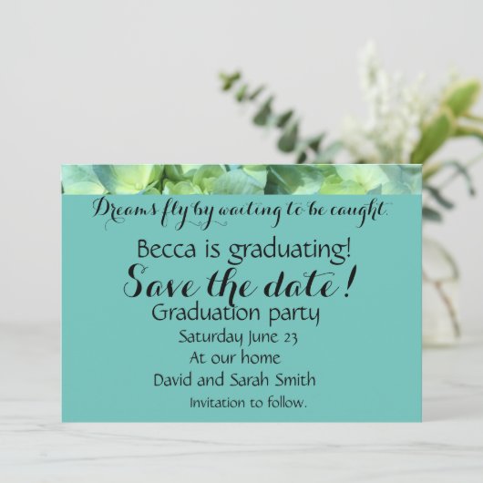 卒業の夢の引用文の保存日付 招待状 (スタンド正面)