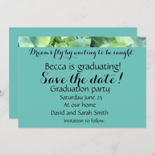 卒業の夢の引用文の保存日付 招待状 (正面/裏面)