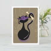 卒業の子猫の紫色の招待 招待状 (スタンド正面)