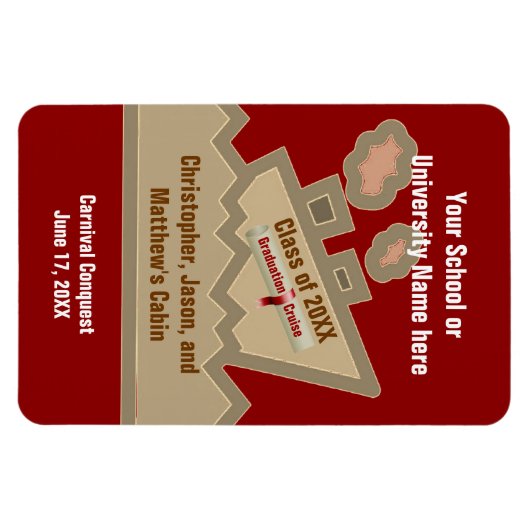 卒業の巡航のカスタムなStateroomのドアのマーカーの赤 マグネット (横)