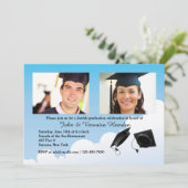 卒業の帽子のトスの写真の招待状 招待状 (スタンド正面)