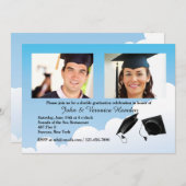 卒業の帽子のトスの写真の招待状 招待状 (正面/裏面)